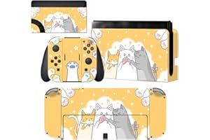 PlayVital Full Set Protective Stickers for Nintendo Switch OLED Model, Customized Vinyl Decal Skins for Switch OLED Console &