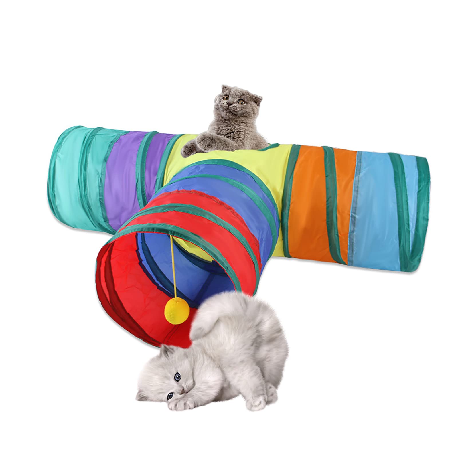 Cat Toys Cat Tunnel and Cat Cube Pop Up Collapsible Kitten Indoor Outdoor Toys-Collapsible 3 Way or 1wayCat Tube- for Cat, Puppy, Kitty, Kitten, Rabbit (blue)