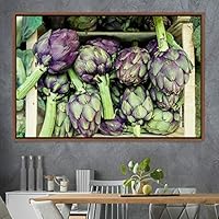 Framed Canvas Wall Art Vibrant Vegetables Citrus Colorful Farmhouse/Country Fruit Group Modern Art Multicolor Photography - 16x24 inches