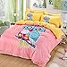 SDIII 3PCS Owl Duvet Cover Queen, 1 Duvet Cover and 2 Pillowcases, Bed in a Bag Soft Duvet Cover Queen with Corner Ties and Zipper Closure, Cozy Bedding for Kids, Boys and Girls, Queen