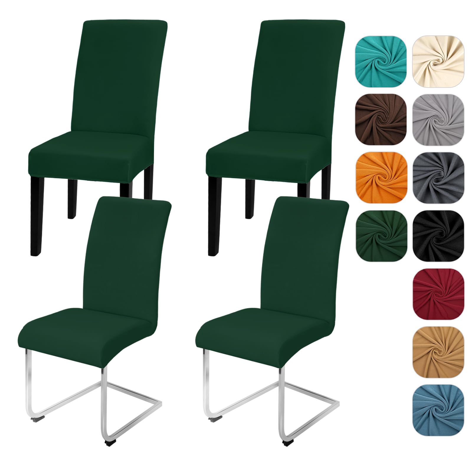Yugarlibi Dining Chair Covers Set of 4 Stretch Slipcovers Swing Elastic Removable Dining Room Chair Covers Reusable Washable Protector for Hotel Banquet Ceremony (Green, 4 pcs)