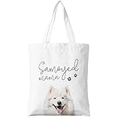 ZYQFN Samoyed Mama Canvas Tote Bag for Women, Dogs Lover Gift for Dog Mom, Birthday Christmas Cute Samoyed Gifts For Women, Tote Bag for Work College Travel. (088)