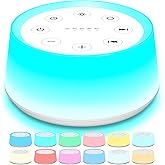 ColorsNoise Sound Machine and White Noise Machine with 30 Soothing Sounds with 12 Colors Baby Night Light with Memory Function (T-White)