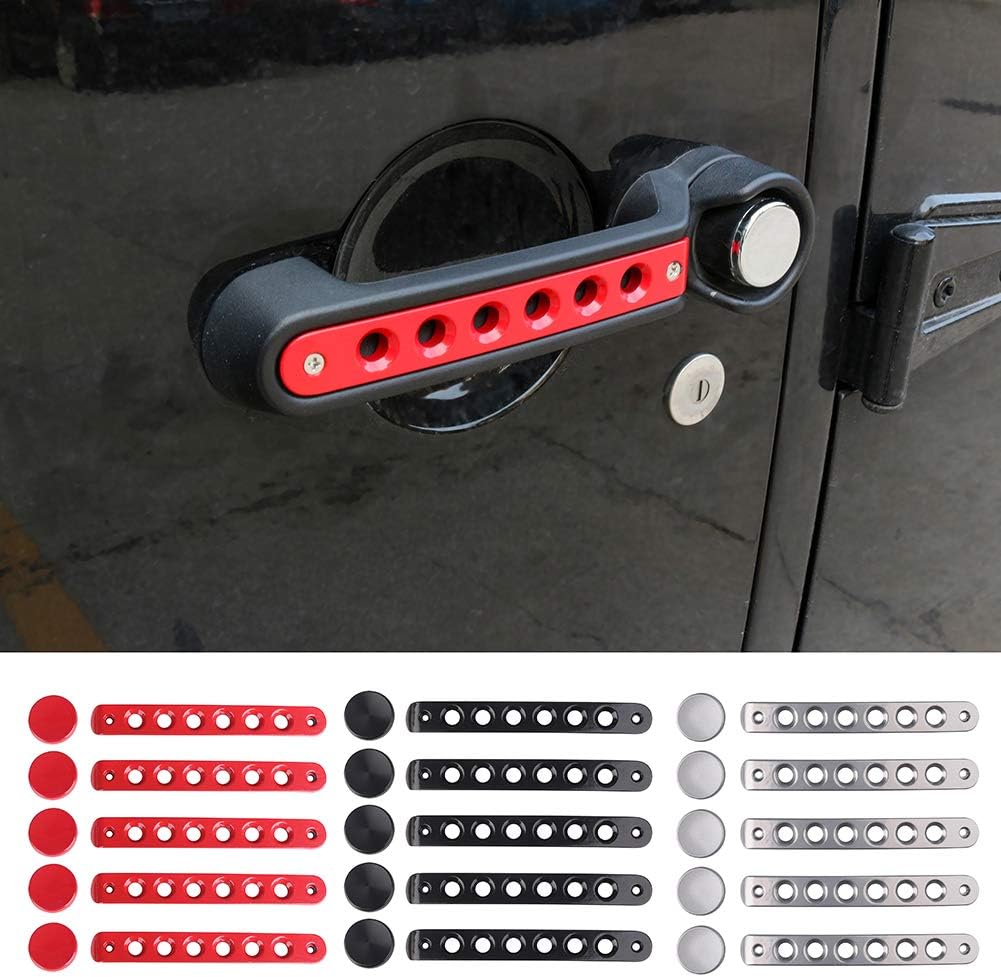 qEbGj70thjT 5Pcs Armrest Decoration Strip Refit Accessories Car Front Rear Door Grab Handle Inserts Cover Decor for Jeep Wrangler 07-17 Red