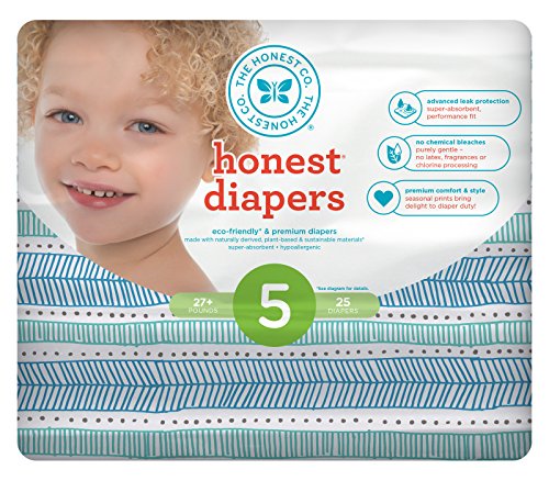 Honest Baby Diapers, Teal Tribal, Size 5, 100 Count