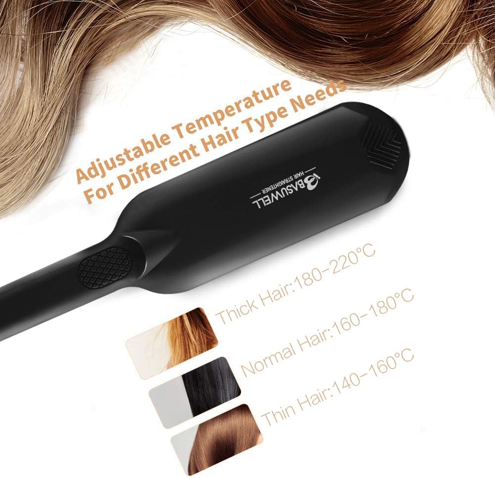 Basuwell Professional Hair Straighteners Wide Plates for Thick Hair Five-Speed Temperature Control Voltage Salon Fast Hair Styler UK Plug - Image 5