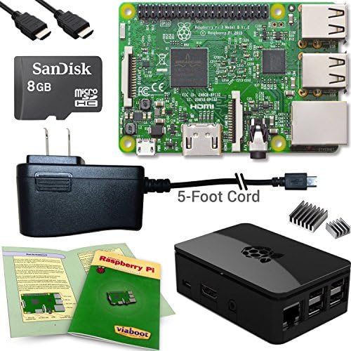 Viaboot Raspberry Pi 3 Complete Kit — Official Micro SD Card, Premium Black Case Edition