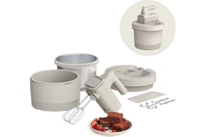 bella 3.5 Qt Hand Blender & Stand Mixer, 2 in 1 Electric Mixer with Bowl, Dough Hook, Whisk & Egg Beater, Multifunctional Han
