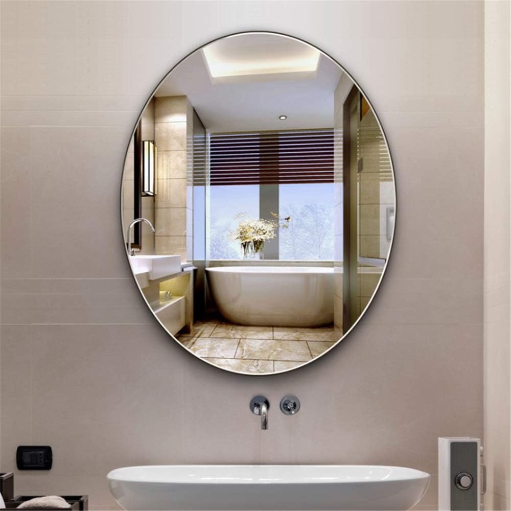 Bathroom Mirror Oval Shape Modern Frameless Bathroom Vanity Wall Mirror Hanging Mirror For Washrooms Horizontal Or Vertical Wall Mounted Anti Fog Wall Hanging Mirror Amazon Ca Home Kitchen