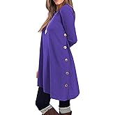 KORSIS Dresses for Women Long Sleeve Crew Neck Casual Button Loose Fitting Sweater Fall Winter Tunic Dress with Legging S-2XL