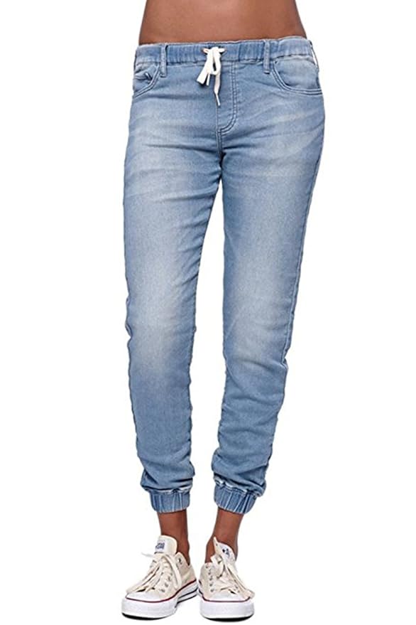 Ybenlover Damen High Waist Jeans Straight Slim Denim Stretch Lang Jeanshosen Mit Gummizug