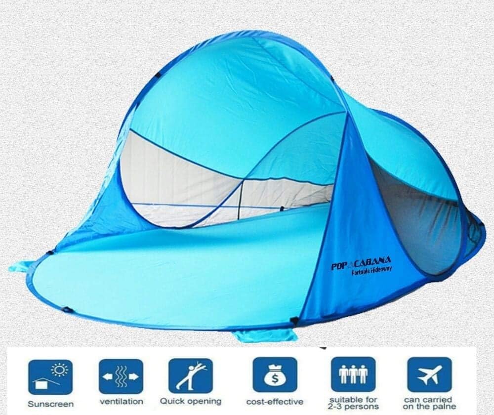 Popacabana Pop up Beach Cabana Tent Sun Shelter 2 or 3 Person Kids Family Pets Umbrella