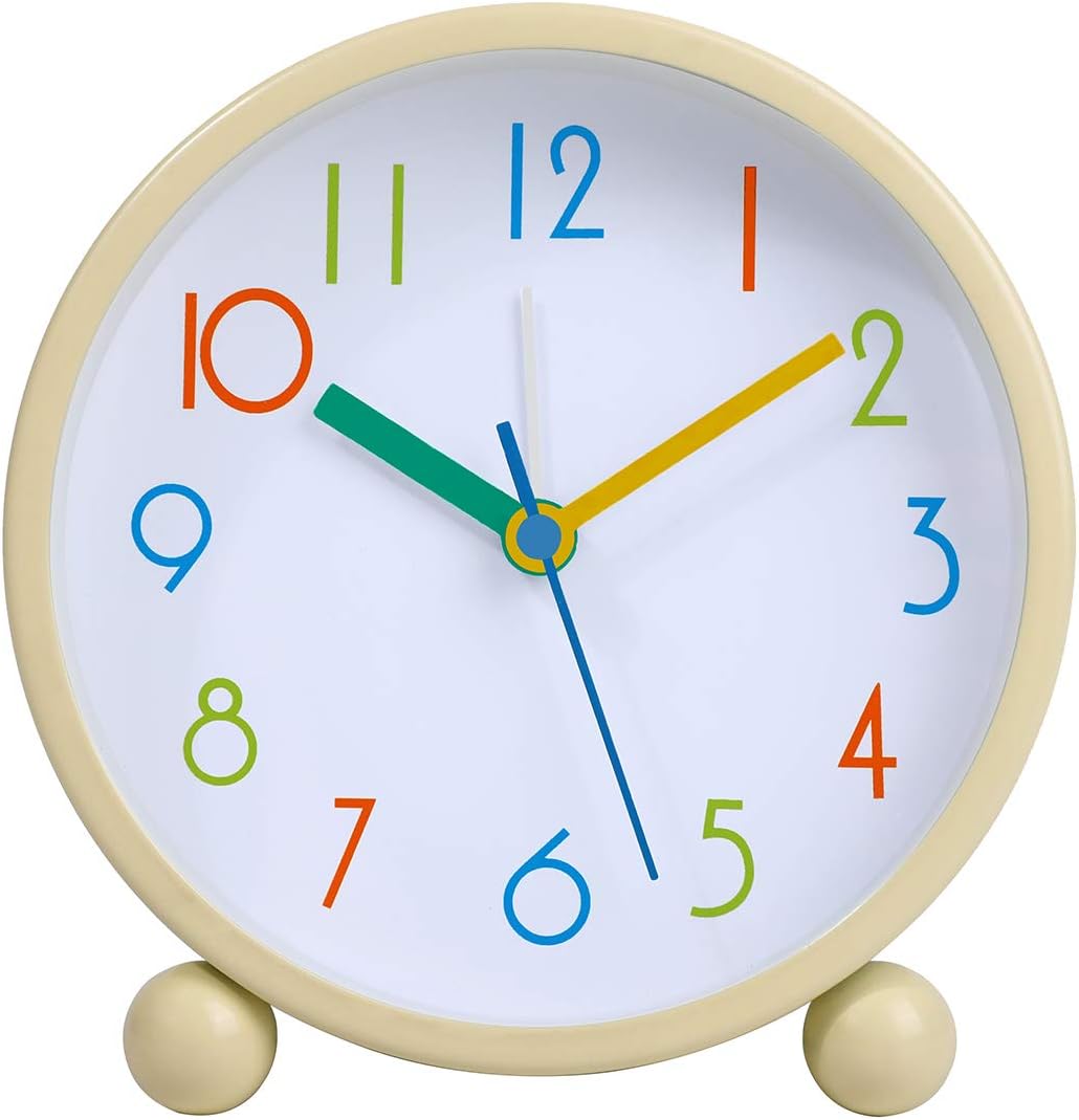 Colorful Kids Analog Alarm Clock,4 inch Simple Stylish