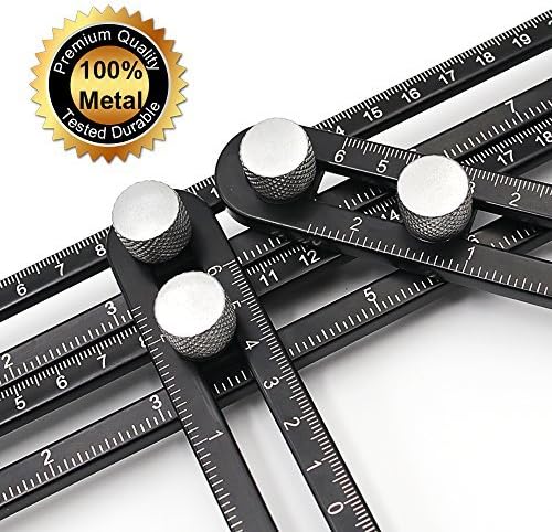 TLG Universal Angularizer Ruler UPGRADED - Multi Angle Measuring Template Tool, Laser Etched Aluminum Alloy, Metal Easily Adjustable, Angleizer, For DIY-er's, Handymen, Builders, Tilers, Roofers