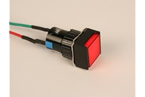 PILOTLIGHTS.NET PilotLights 12 Volt DC Pilot Light, 17mm Square Panel Indicator Light - Red LED, 12VDC