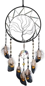 VENROII 7 Chakras Tree of Life Dream Catcher Wall Decor, Native American Dreamcatcher for Bedroom Living Room Home Decor Metal Wall Hanging Art Ornaments Wedding Party Blessing Gift (Multicolor)
