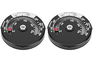 Akozon 2 Pack Magnetic Fireplace Thermometer - BBQ Oven Temperature Gauge - Accurate Heat Measuring Tool for Grill, Stove & F