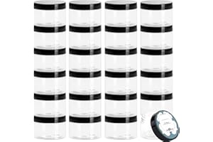 Qeirudu 4 oz Plastic Jars with Lids and Labels, 24 Pack BPA Free Empty Containers Clear Round Cosmetic Jars for Sugar Scrubs, Body Butter, Lotion, Creams