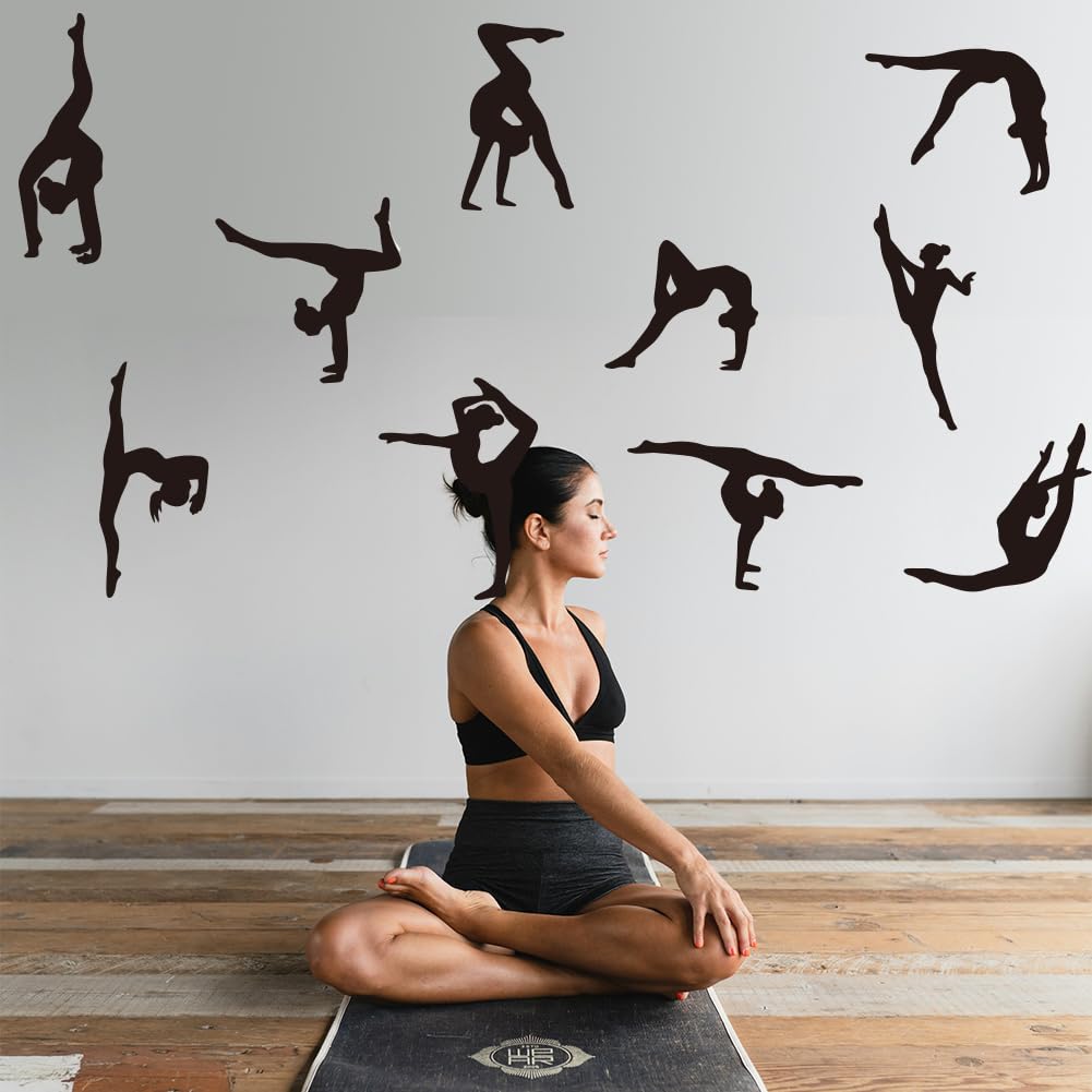 SUPERDANT Gymnastics Wall Stickers Girls Wall Decal Gymnastic Posture Vinyl Wall Art Stickers Decor Peel and Stick DIY Art Wall Decors for Bedroom Living Room Nursery Bathroom