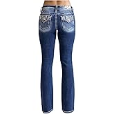 Miss Me Women's Abstract Stitch Mid-Rise Bootcut Jeans