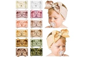 Yxiang 12PCS 6" Baby Headband Bows, Soft Nylon Hairbands Cute Big Bow Super Elastic Headband for Baby Girls Newborn Infant Toddlers