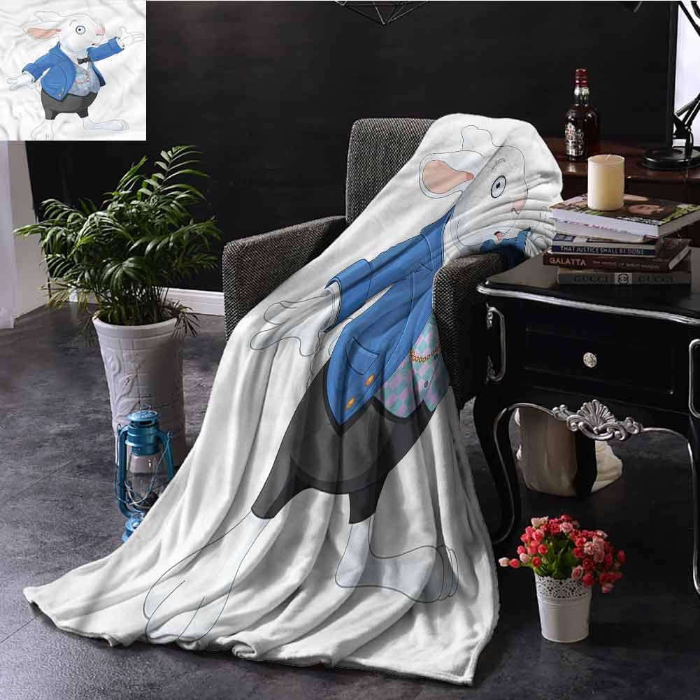 Decorative Throw Blanket Alice in Wonderland Adventure Tale Lightweight Thermal Blankets 84x54 Inch