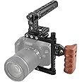 CAMVATE DSLR Camera Cage Top Handle Wood Grip Compatible for Sony Panasonnic - 1175