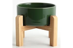Petygooing Rust Green Elevated/Raised Ceramic Dog Bowl for Small Breeds, Dog Food Water Dish with Stand,Pet Feeding Bowl with Anti Slip Rubber for Cats and Small Dogs Puppy 13.5 OZ (5.1In / 1.7 Cups)