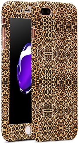 iPhone 7 Plus case, Vancer Full Body Protection [360 Degree All-around] Series, Hard Slim Premium shockproof Cover with Tempered Glass Screen Protector for iPhone 7 Plus(5.5) (Yellow Leopard)