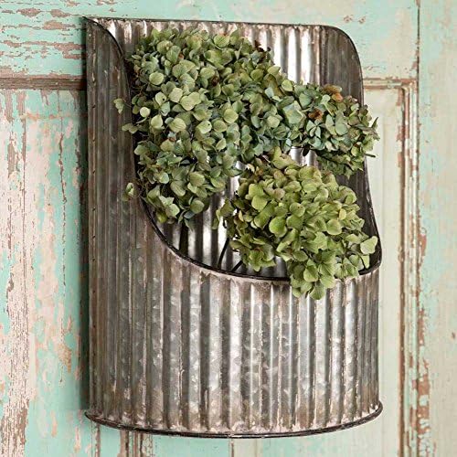 Colonial Tin Works Corrugated Metal- Half-Round Decorative Wall Bin