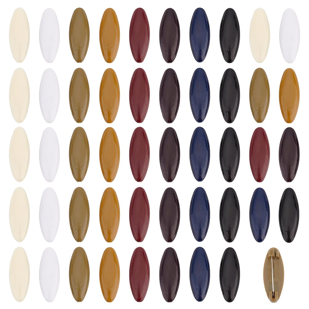 OLYCRAFT 48pcs Scarf Safety Pins Plastic Brooch Pin Hollow Oval Hijab Pins Headscarf Decoration Pin Scarf Hijab for Women Muslim Scarf Clothing - 8 colors