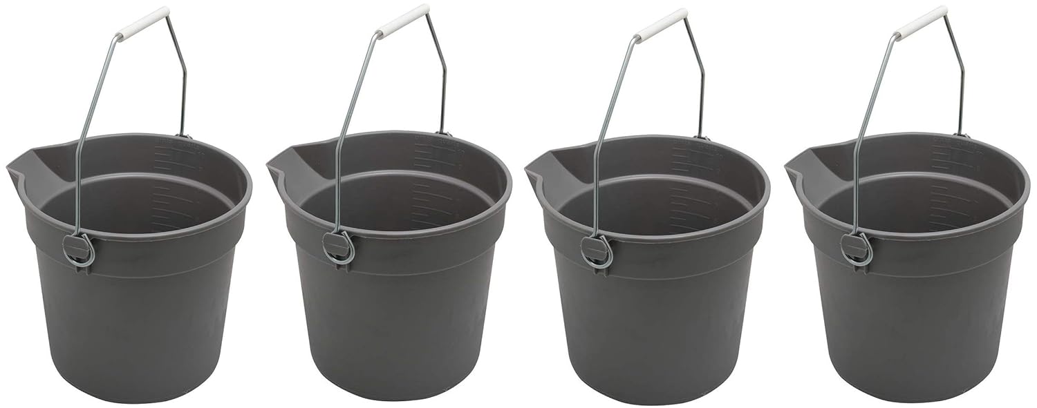 Plastic 10Quart Bucket with Handle and Spout Heavy Duty Rugged Pack of