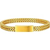 Richsteel Bracelets for Men 6mm/10mm/12mm Width Stainless Steel With Sturdy Clasp Franco Curb Chain Mens Bracelet 7.4/8.2/9 Inches Length