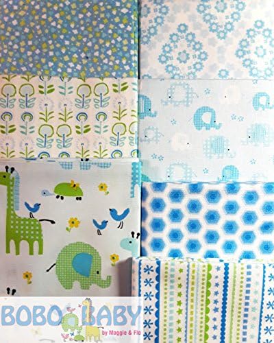 Blue Bobo Baby Elephant 7pc Fat Quarter Bundle - Benartex