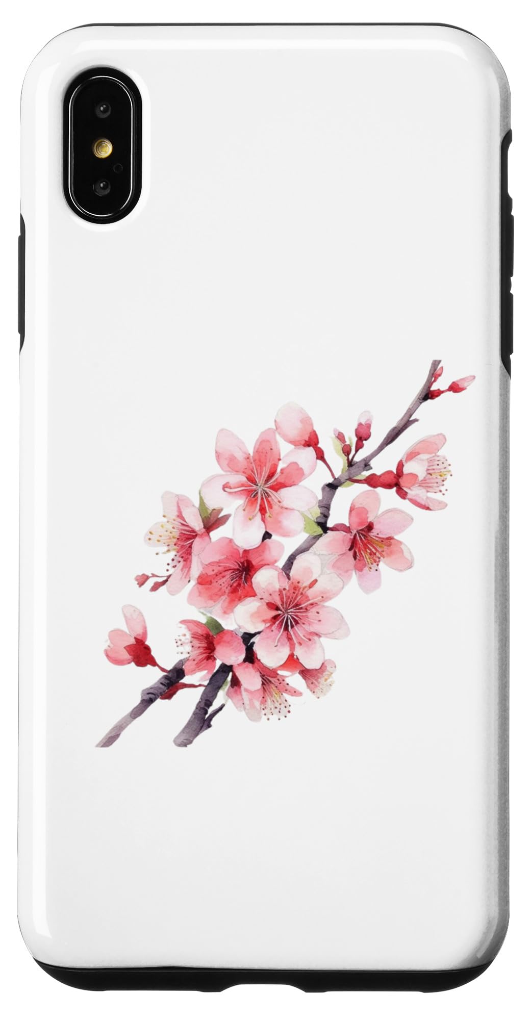 iPhone XS Max Japanese Cherry Blossom Flowers Pretty Pink Watercolor, vM Case