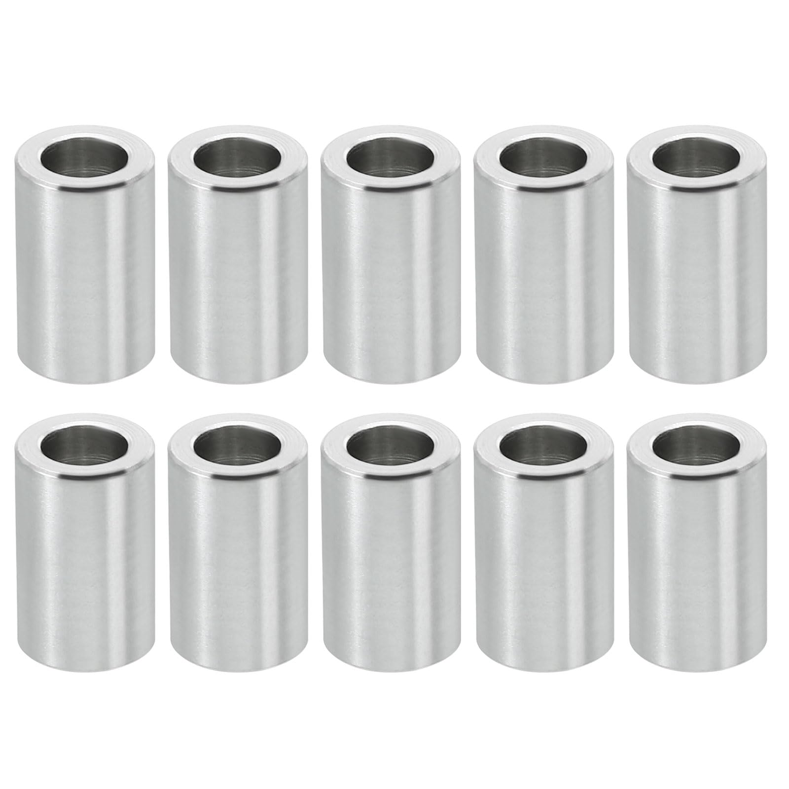 PATIKIL M6 Aluminum Spacers, 10 Pcs Metal Spacer Aluminum 6.2mm ID x 10mm OD x 16mm L Aluminum Spacer Screw Standoff Round for 1/4" or M6 Screw Bolts
