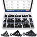 Glarks 510Pcs M3 M4 M5 Alloy Steel Button Head Socket Cap Bolts Screws with Nuts Assortment Kit, Black Oxide Finish(Button Head)