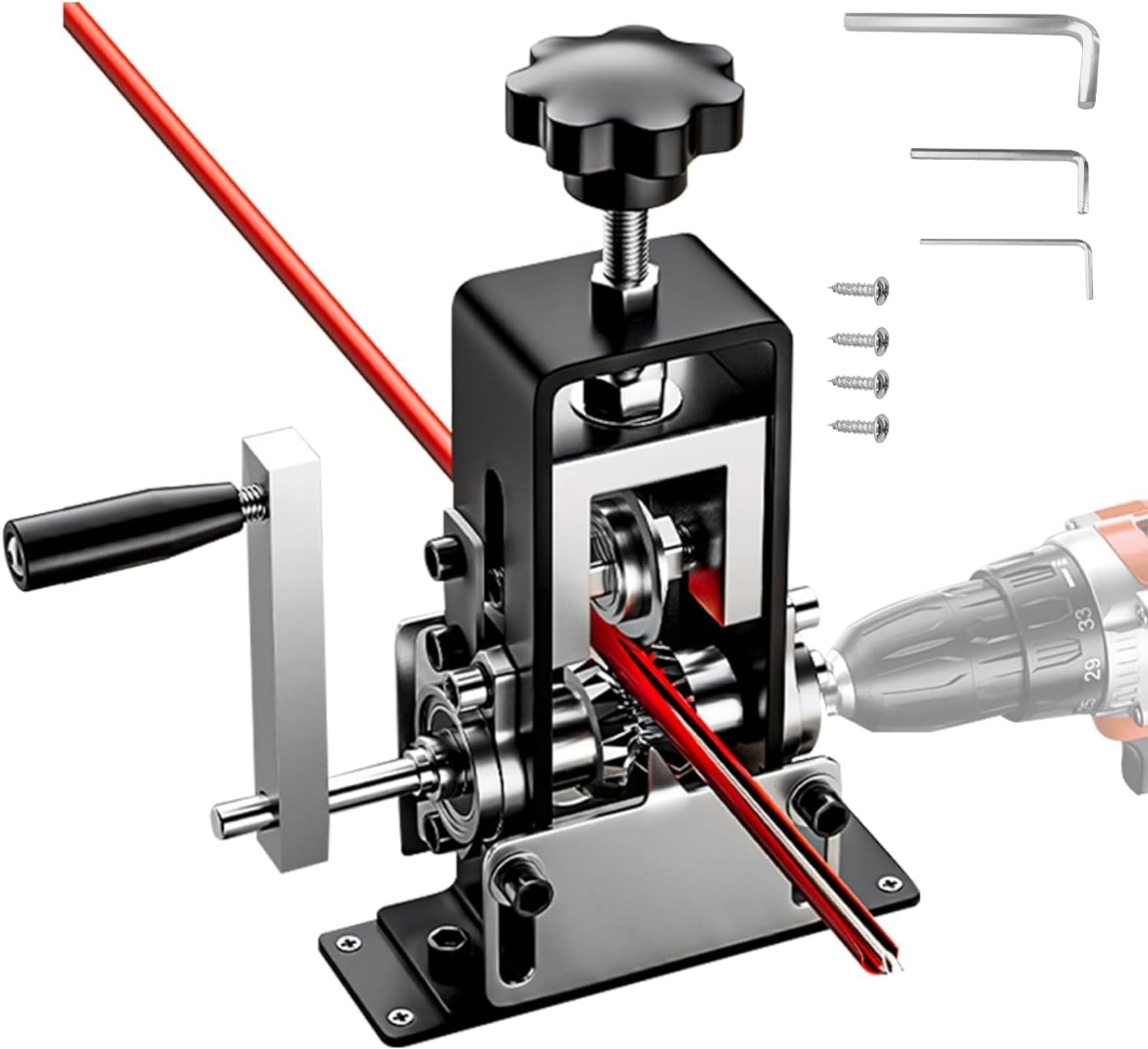 Photo 1 of Hizmivos Manual Wire Stripping Machine Gauge Wire 0.06-1 inches,Scrapping Copper Wire Peeler Machine,Drill Powered Hand Crank Wire Stripper Tool for Scrap Copper Recycling