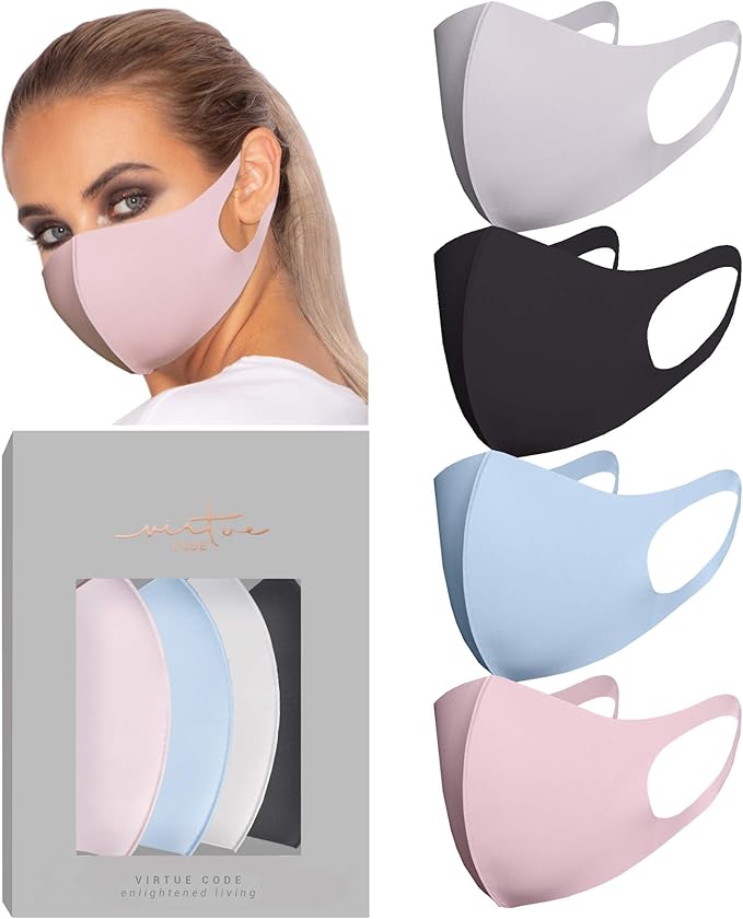 Second Skin Mask by VIRTUE CODE Fabric Face Masks 4 Pieces Black Grey