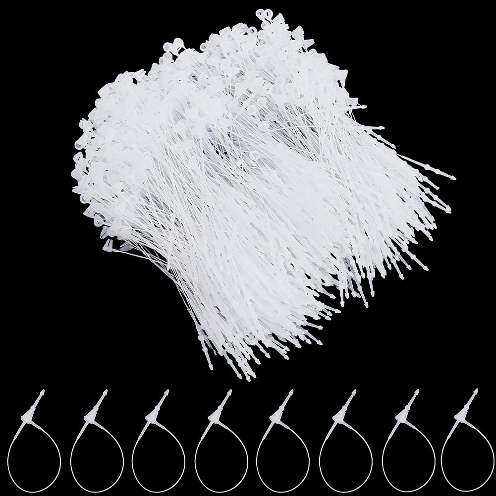 CABODYALS 2000Pcs 80mm Clear Plastic Tag Loops Hang Labels Tags String Fasteners Transparent Price Ring Adjustable Snap Lock Safety Pin Security Tie for Retail Store Clothes Jewellery Price Diy Garden