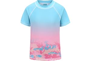 AISYEE Girls Short Sleeve Rash Guard Swim Shirt Girls Sun Protection Swimsuits Quick Dry Surf Tops Bathing Suits for Girls