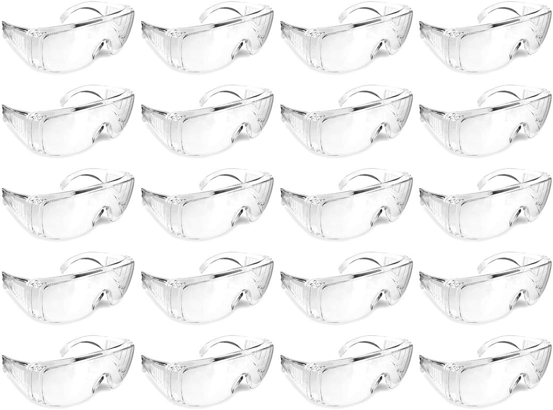Timlon 20 Pack Safety Glasses Clear View Safety Goggles Personal Protective Equipment PPE eye protection Fully Transparent Appearance Wear Comfortable