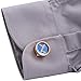 HJ Men's Jewelry Blue Glass with Crystal Round Button Cover Rose Gold