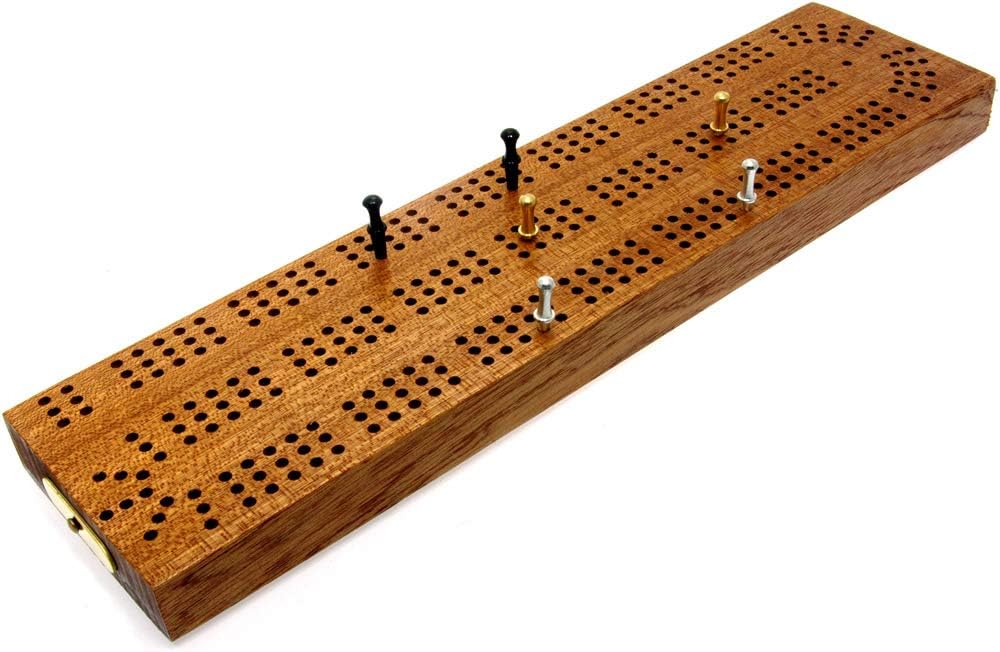 Brimtoy British Made 30cm Solid Hardwood 3 Track Continuous Cribbage Board with Storage for Pegs