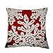 Red Embroidery Christmas Pillow Covers Set of 4, BLUETTEK Snowman, Christmas Deer, Snowflake, Merry Christmas Decorative Throw Pillow Case Cushion Covers 18 X 18 Inch for Bed Sofa