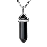 BEADNOVA Black Onyx Necklace Gemstone Crystal