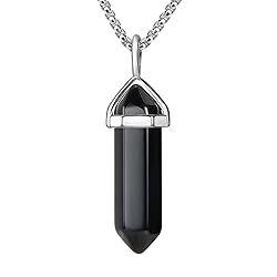 BEADNOVA Black Onyx Necklace Gemstone Crystal