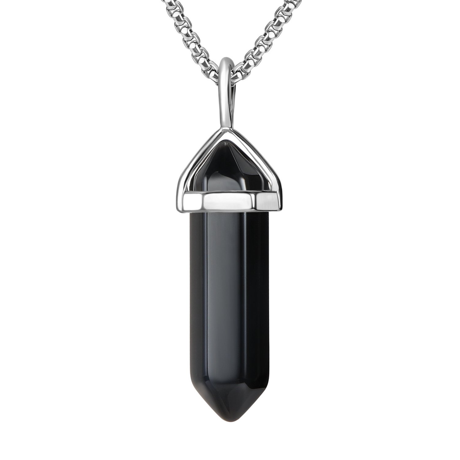 BEADNOVA Black Onyx Necklace Gemstone Crystal