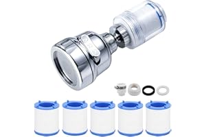 LOKITI Water Filter for Sink, 360° Rotating Faucet Water Filter, Kitchen Bathroom Universal Swivel Sink Filter, with 3 Water Outlet Modes (Silver)