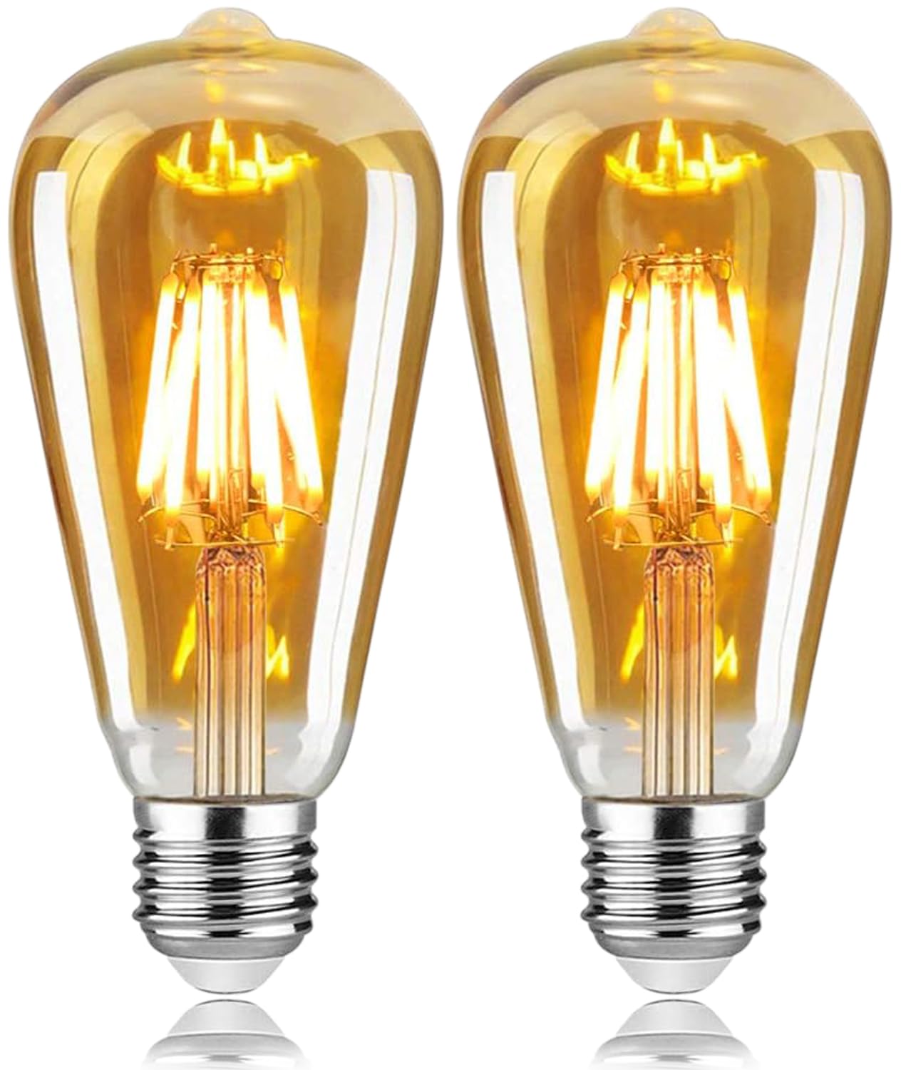 Woowtt 6W Vintage E27 Edison LED Bulb - Dimmable Filament, 600LM 2700K Warm White Decorative Light, Pack of 2 — image 1